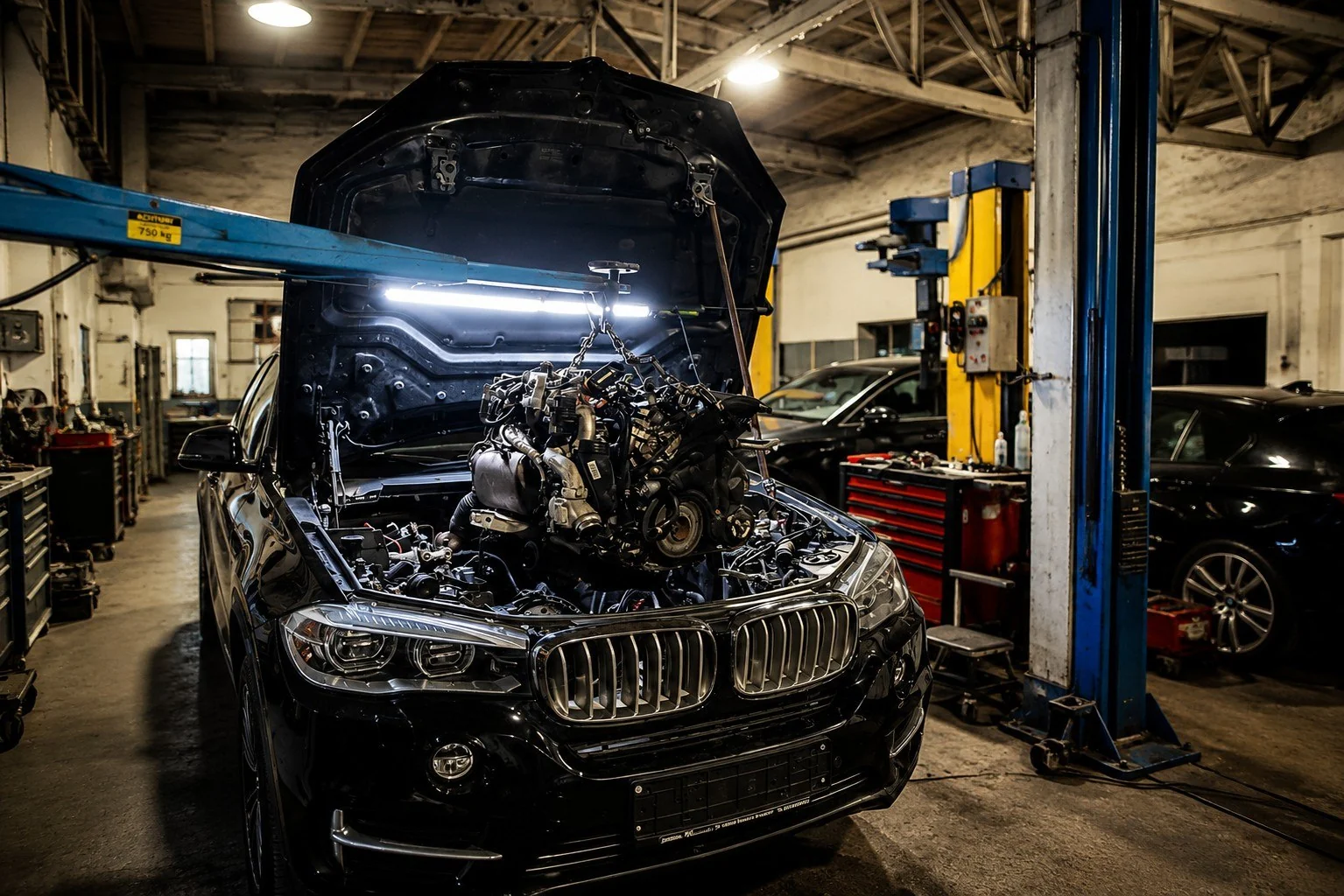 Motorarbeiten an einem BMW X5 in der DENKO Werkstatt